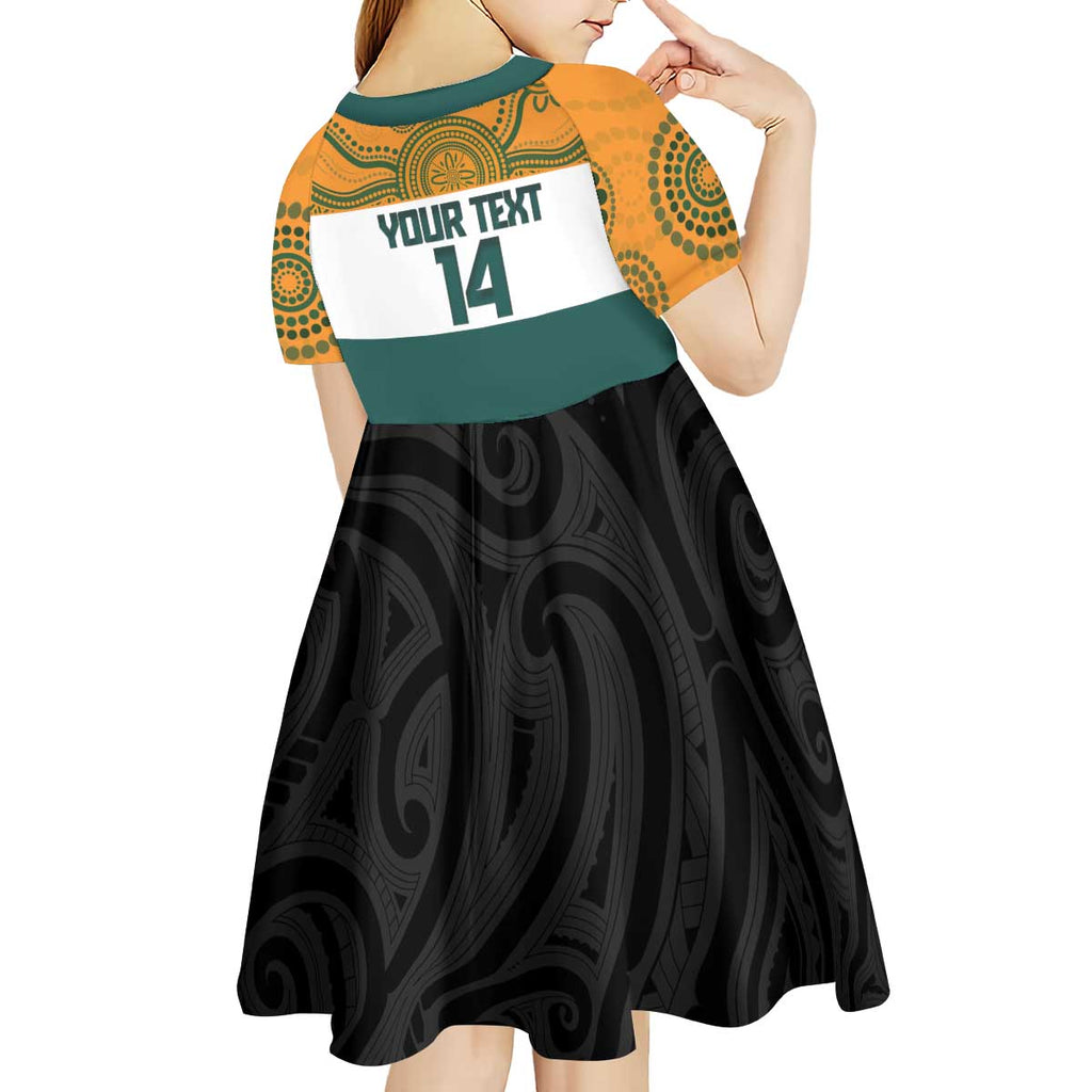 AUNZ Rugby Custom Kid Short Sleeve Dress Australia Kangaroo New Zealand Silver Fern - Aussie Hoodie