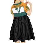 AUNZ Rugby Custom Kid Short Sleeve Dress Australia Kangaroo New Zealand Silver Fern - Aussie Hoodie