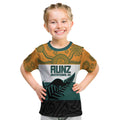 AUNZ Rugby Custom Kid T Shirt Australia Kangaroo New Zealand Silver Fern - Aussie Hoodie