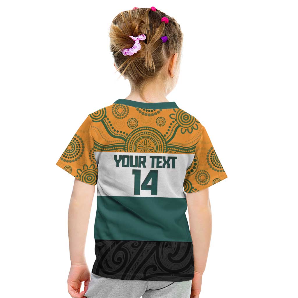 AUNZ Rugby Custom Kid T Shirt Australia Kangaroo New Zealand Silver Fern - Aussie Hoodie
