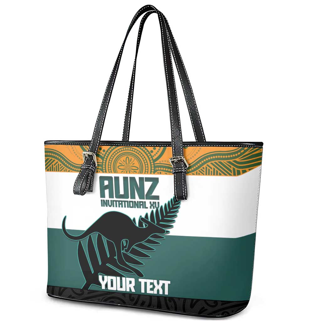 AUNZ Rugby Custom Leather Tote Bag Australia Kangaroo New Zealand Silver Fern - Aussie Hoodie