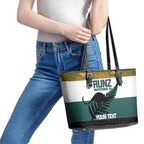 AUNZ Rugby Custom Leather Tote Bag Australia Kangaroo New Zealand Silver Fern - Aussie Hoodie