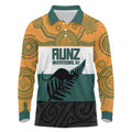 AUNZ Rugby Custom Long Sleeve Polo Shirt Australia Kangaroo New Zealand Silver Fern - Aussie Hoodie