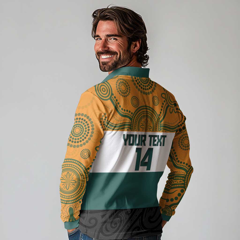 AUNZ Rugby Custom Long Sleeve Polo Shirt Australia Kangaroo New Zealand Silver Fern - Aussie Hoodie
