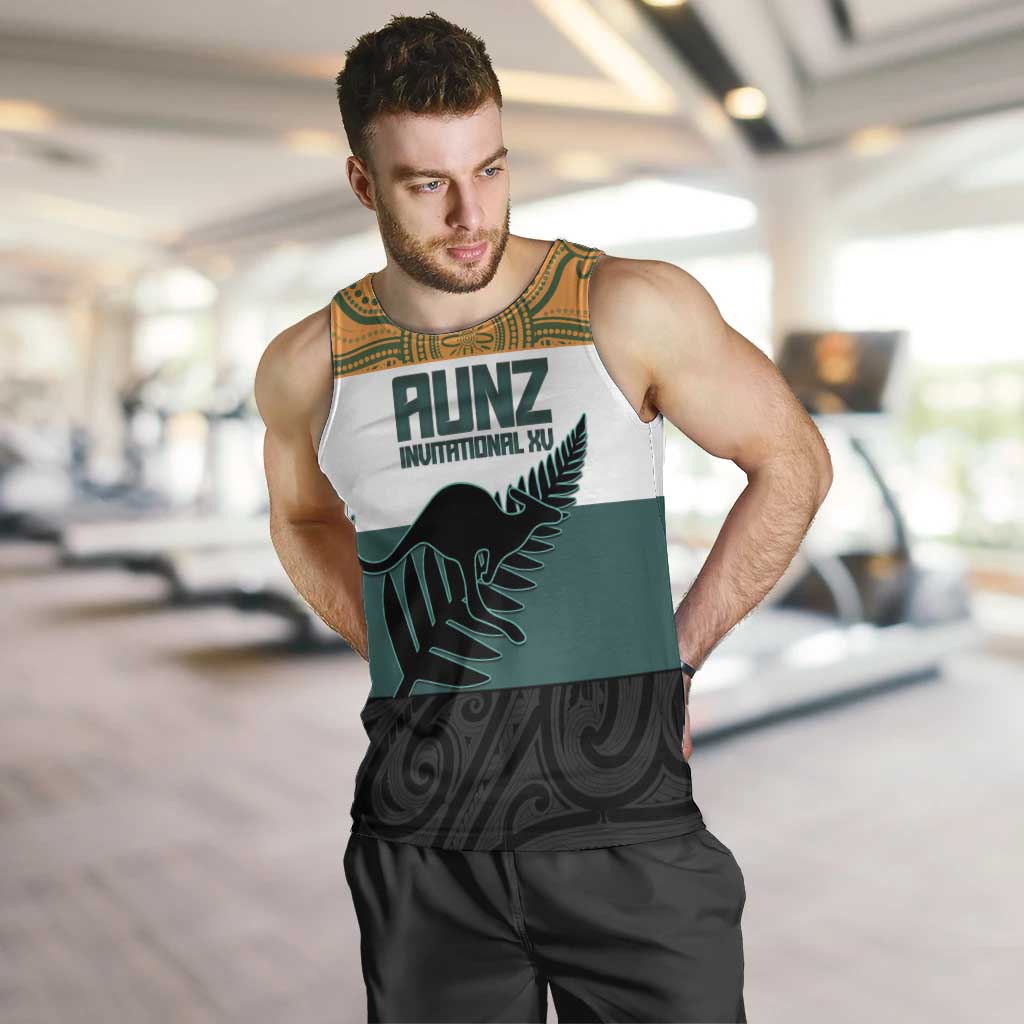 AUNZ Rugby Custom Men Tank Top Australia Kangaroo New Zealand Silver Fern - Aussie Hoodie