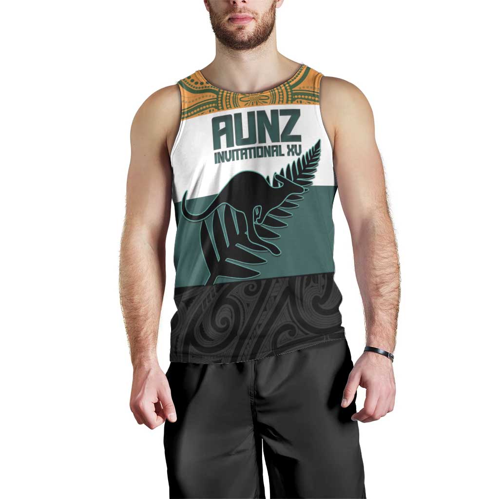 AUNZ Rugby Custom Men Tank Top Australia Kangaroo New Zealand Silver Fern - Aussie Hoodie