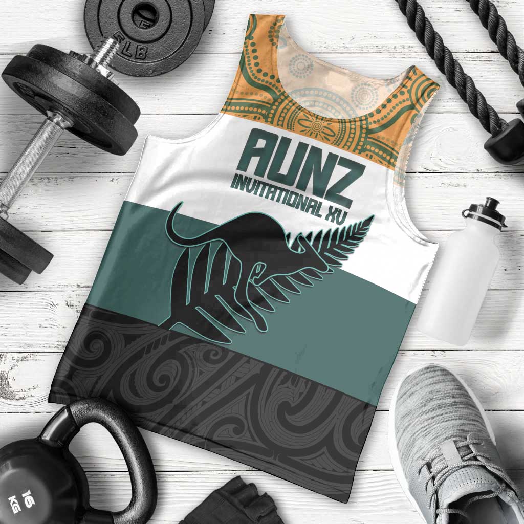 AUNZ Rugby Custom Men Tank Top Australia Kangaroo New Zealand Silver Fern - Aussie Hoodie