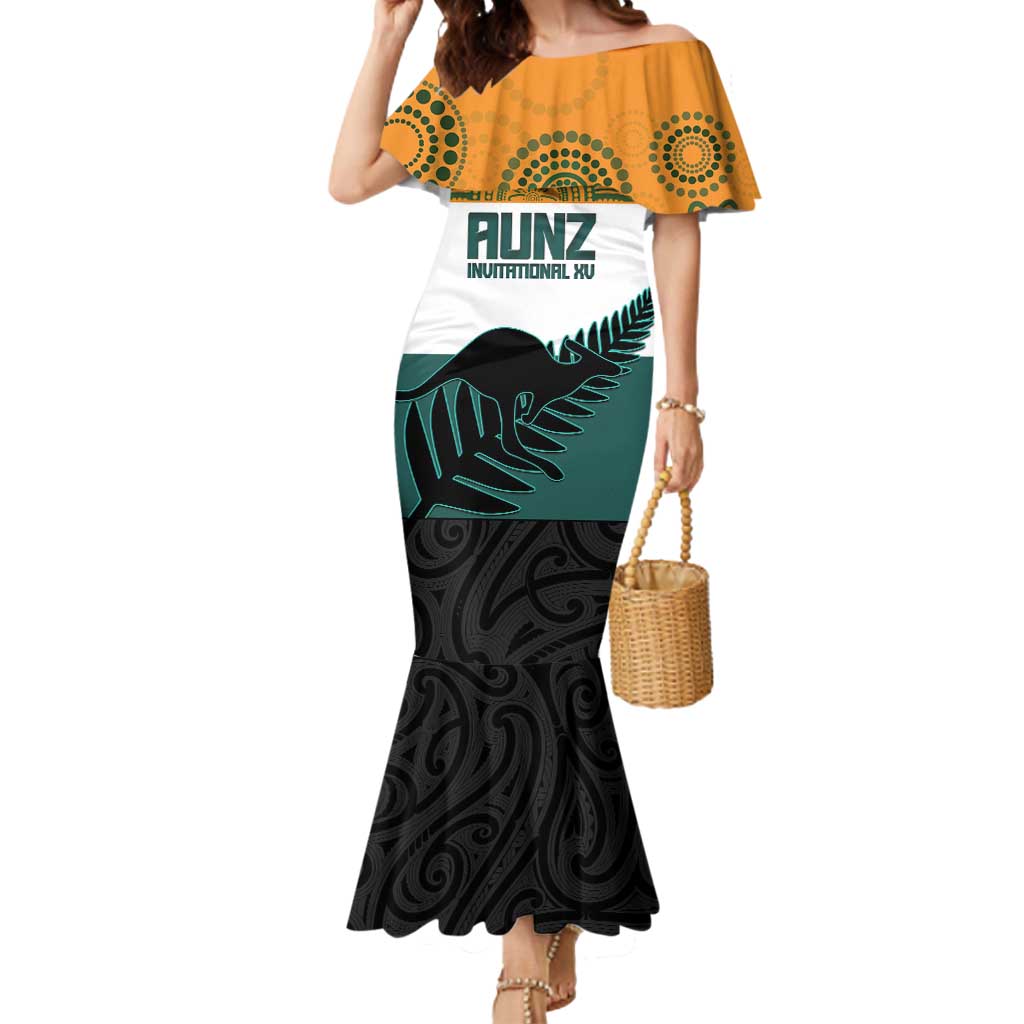 AUNZ Rugby Custom Mermaid Dress Australia Kangaroo New Zealand Silver Fern - Aussie Hoodie