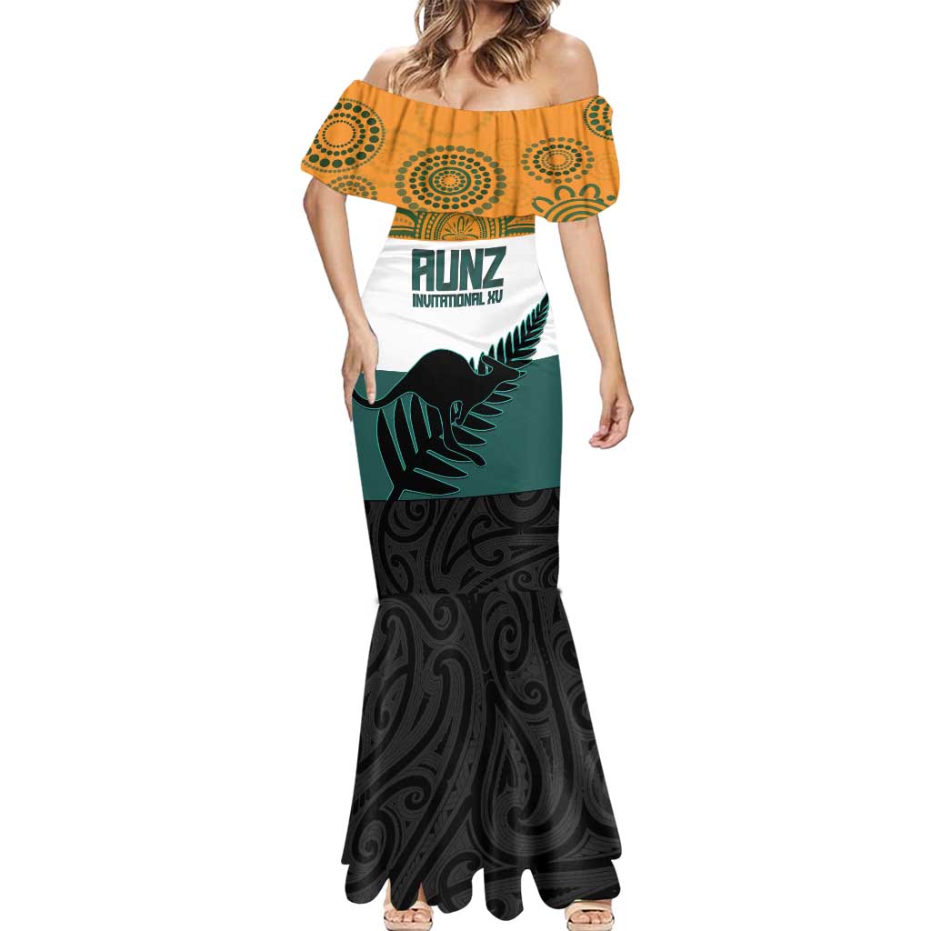 AUNZ Rugby Custom Mermaid Dress Australia Kangaroo New Zealand Silver Fern - Aussie Hoodie