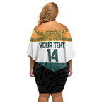 AUNZ Rugby Custom Off Shoulder Short Dress Australia Kangaroo New Zealand Silver Fern - Aussie Hoodie