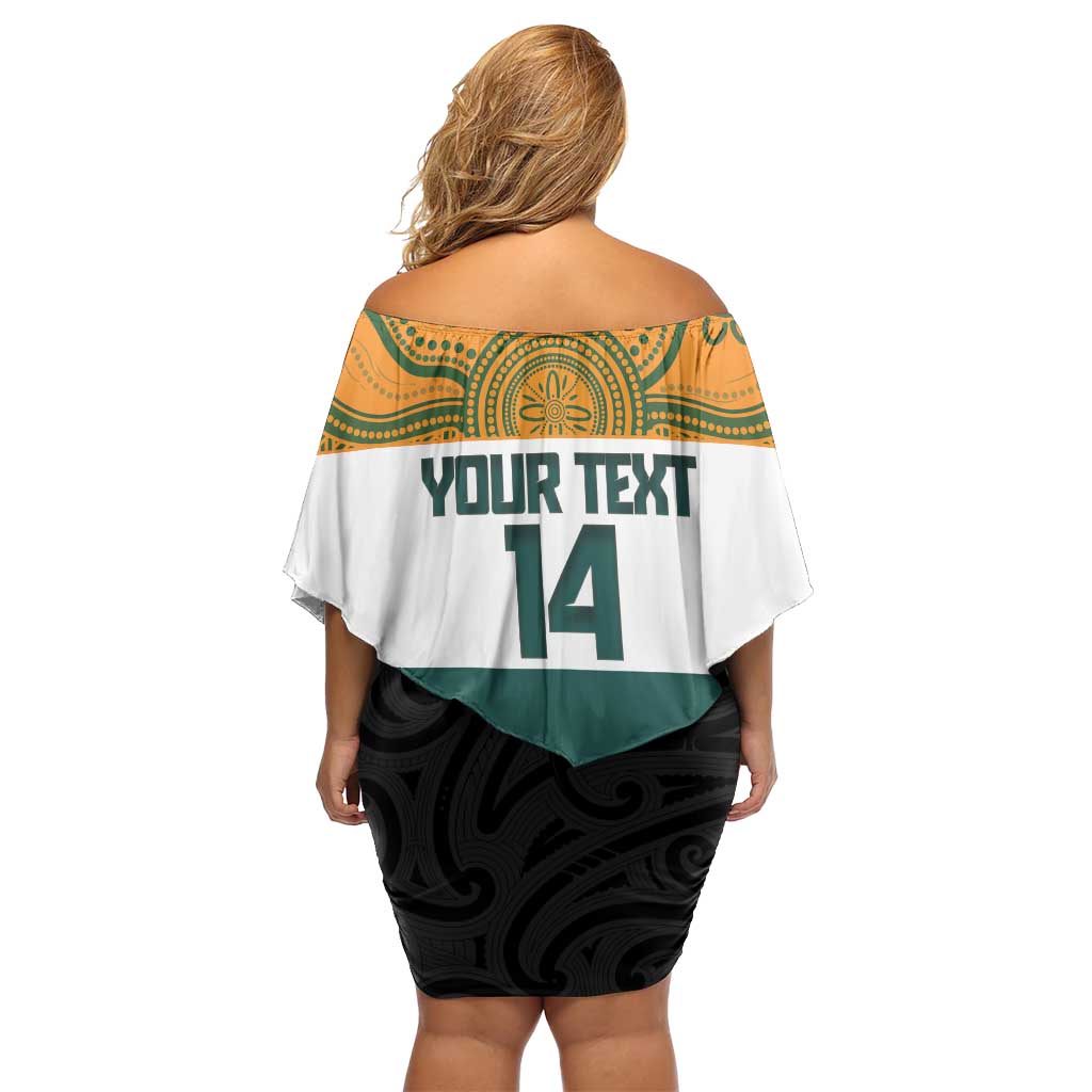 AUNZ Rugby Custom Off Shoulder Short Dress Australia Kangaroo New Zealand Silver Fern - Aussie Hoodie