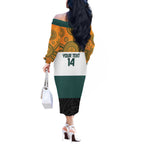 AUNZ Rugby Custom Off The Shoulder Long Sleeve Dress Australia Kangaroo New Zealand Silver Fern - Aussie Hoodie