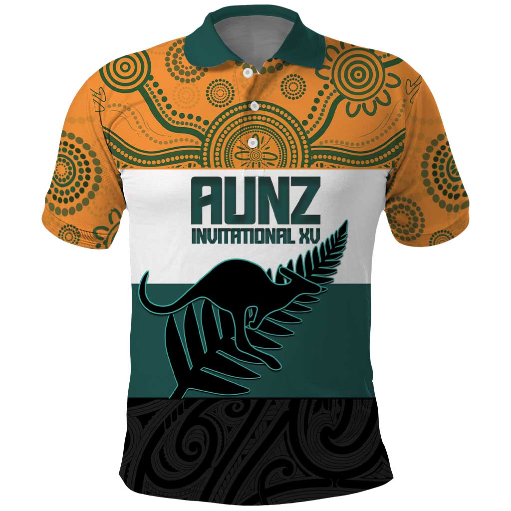 AUNZ Rugby Custom Polo Shirt Australia Kangaroo New Zealand Silver Fern - Aussie Hoodie