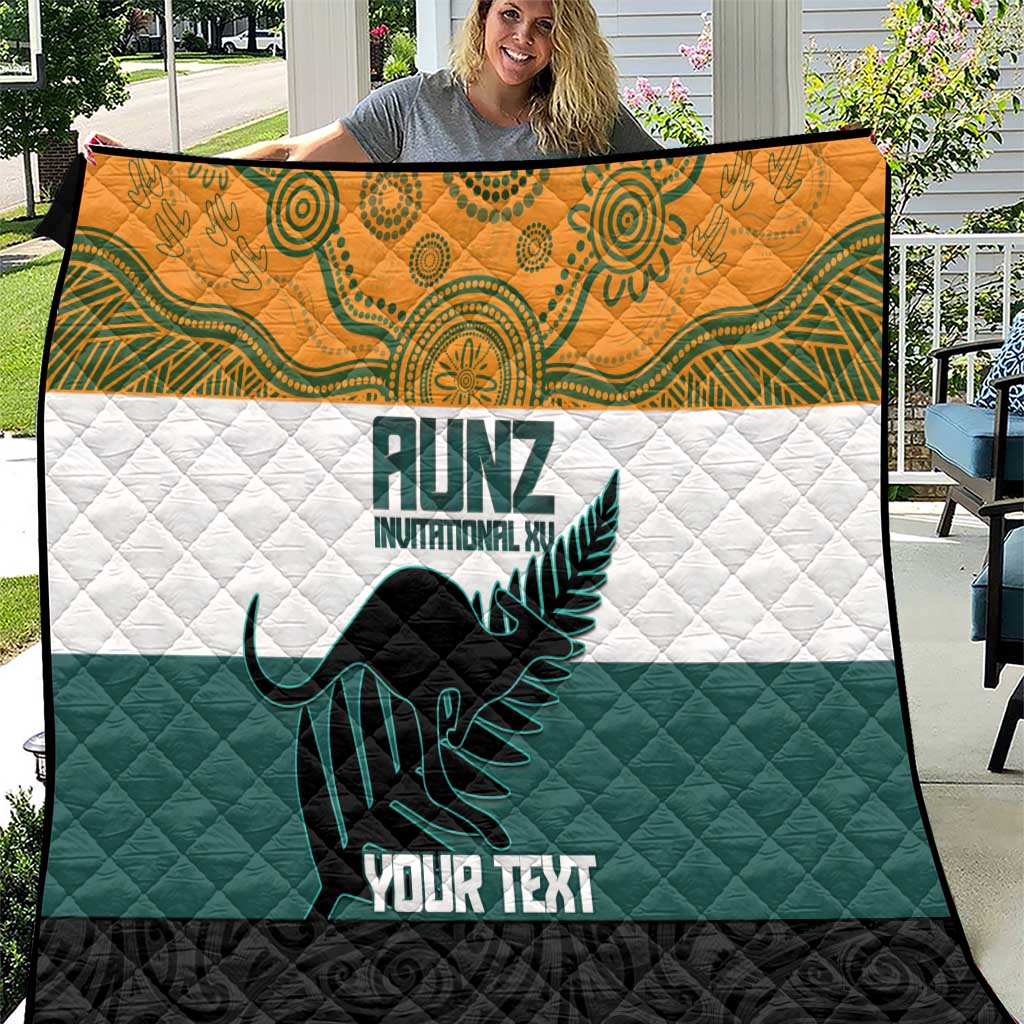 AUNZ Rugby Custom Quilt Australia Kangaroo New Zealand Silver Fern - Aussie Hoodie