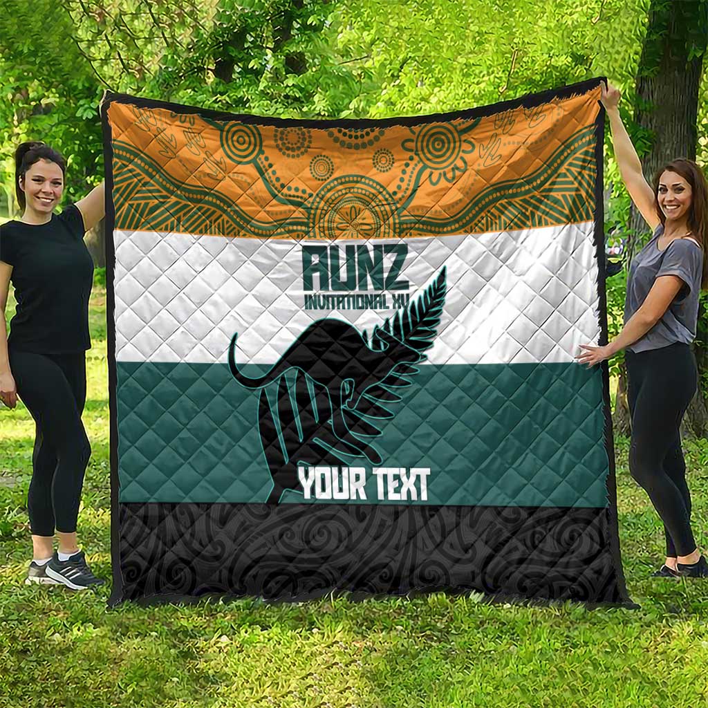 AUNZ Rugby Custom Quilt Australia Kangaroo New Zealand Silver Fern - Aussie Hoodie