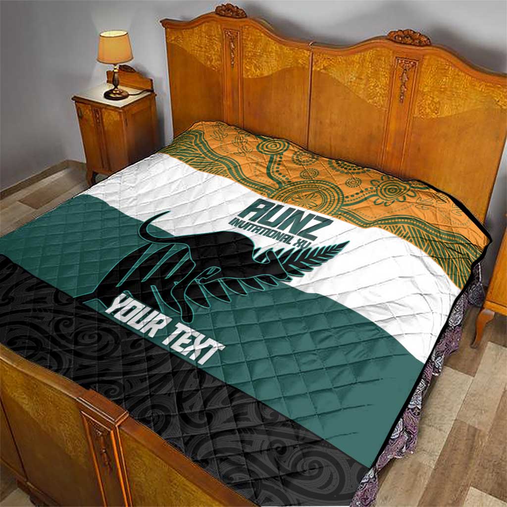 AUNZ Rugby Custom Quilt Australia Kangaroo New Zealand Silver Fern - Aussie Hoodie