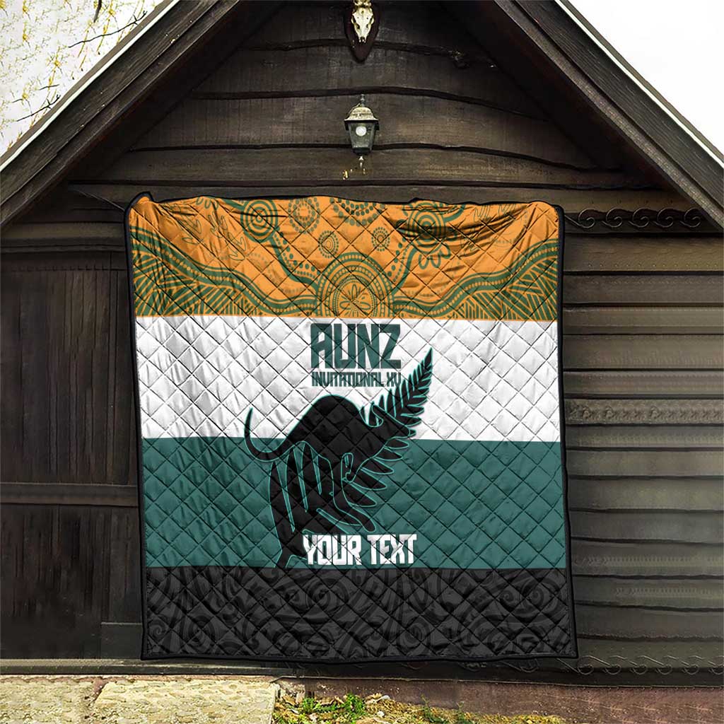 AUNZ Rugby Custom Quilt Australia Kangaroo New Zealand Silver Fern - Aussie Hoodie
