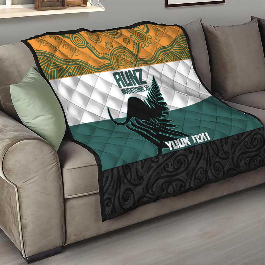 AUNZ Rugby Custom Quilt Australia Kangaroo New Zealand Silver Fern - Aussie Hoodie