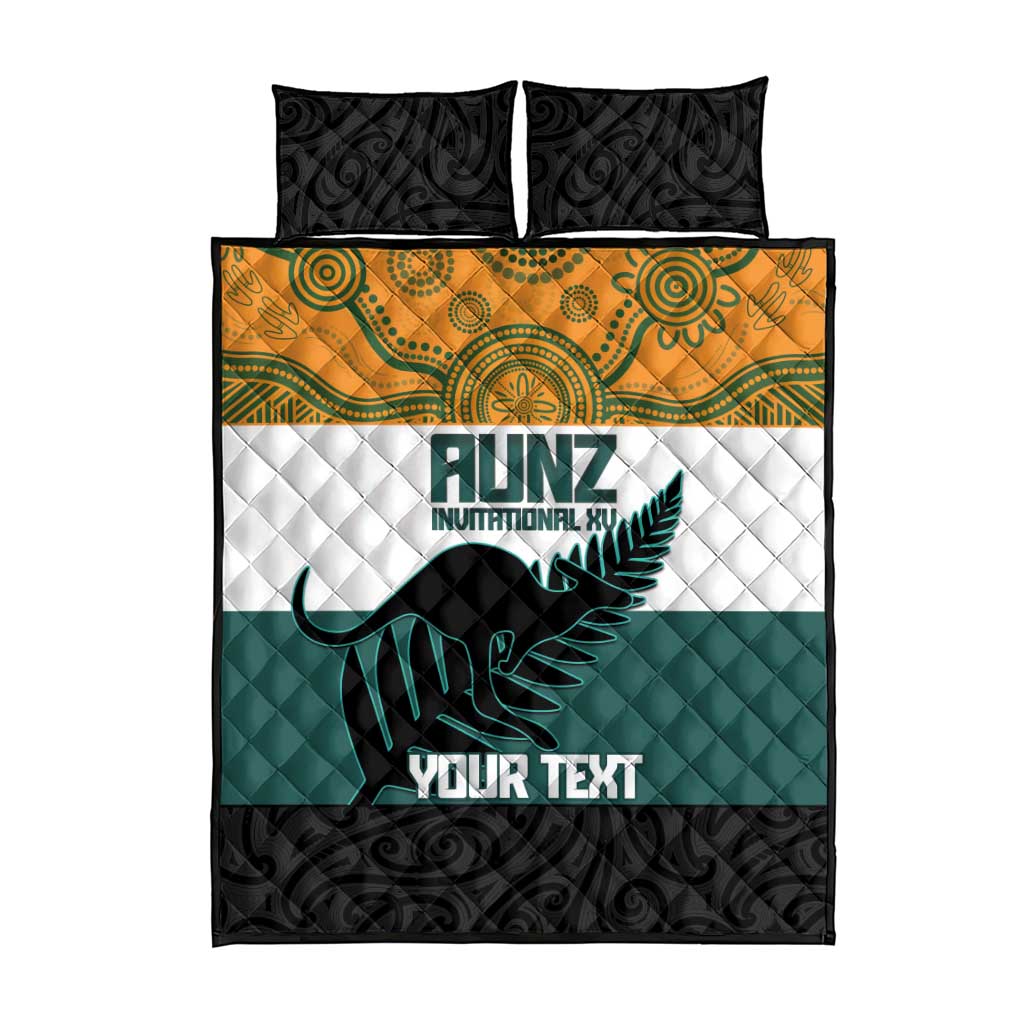 AUNZ Rugby Custom Quilt Bed Set Australia Kangaroo New Zealand Silver Fern - Aussie Hoodie