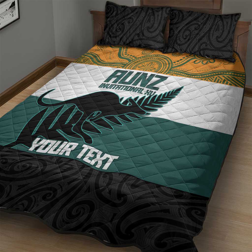 AUNZ Rugby Custom Quilt Bed Set Australia Kangaroo New Zealand Silver Fern - Aussie Hoodie
