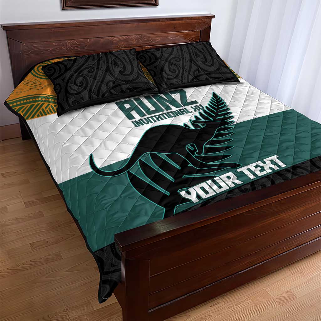 AUNZ Rugby Custom Quilt Bed Set Australia Kangaroo New Zealand Silver Fern - Aussie Hoodie