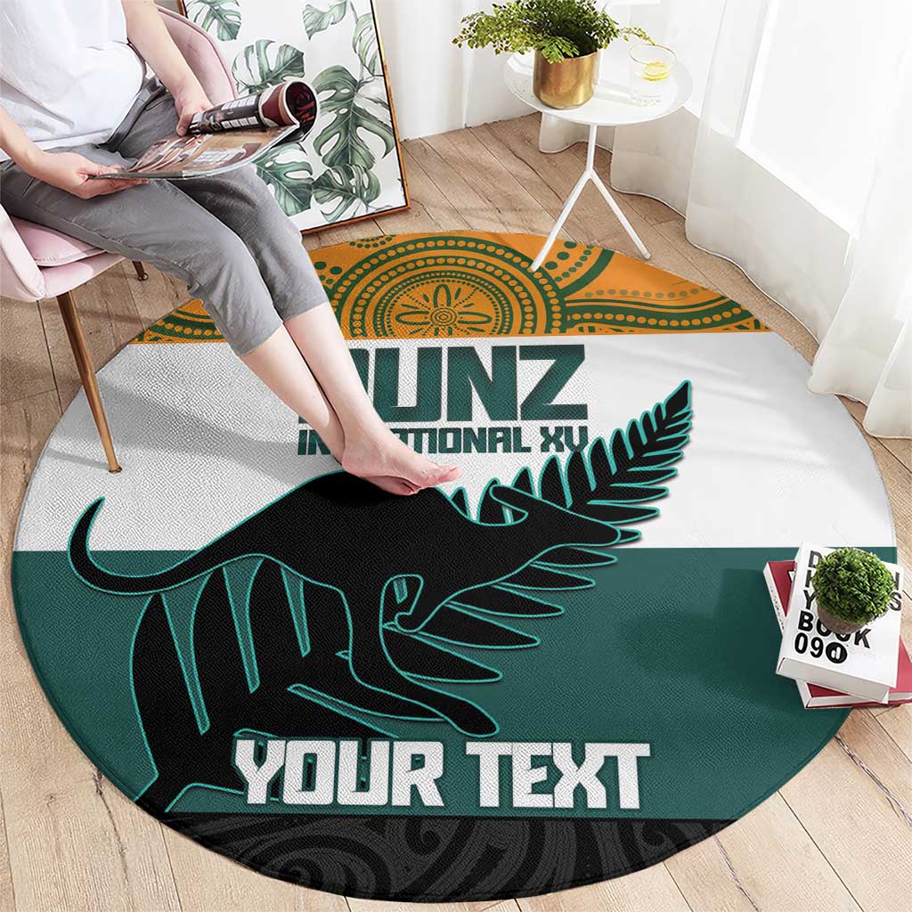 AUNZ Rugby Custom Round Carpet Australia Kangaroo New Zealand Silver Fern - Aussie Hoodie