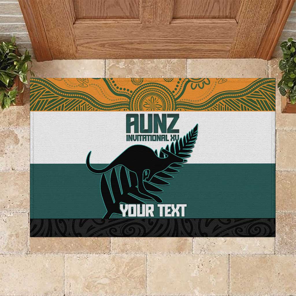 AUNZ Rugby Custom Rubber Doormat Australia Kangaroo New Zealand Silver Fern - Aussie Hoodie