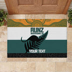 AUNZ Rugby Custom Rubber Doormat Australia Kangaroo New Zealand Silver Fern - Aussie Hoodie