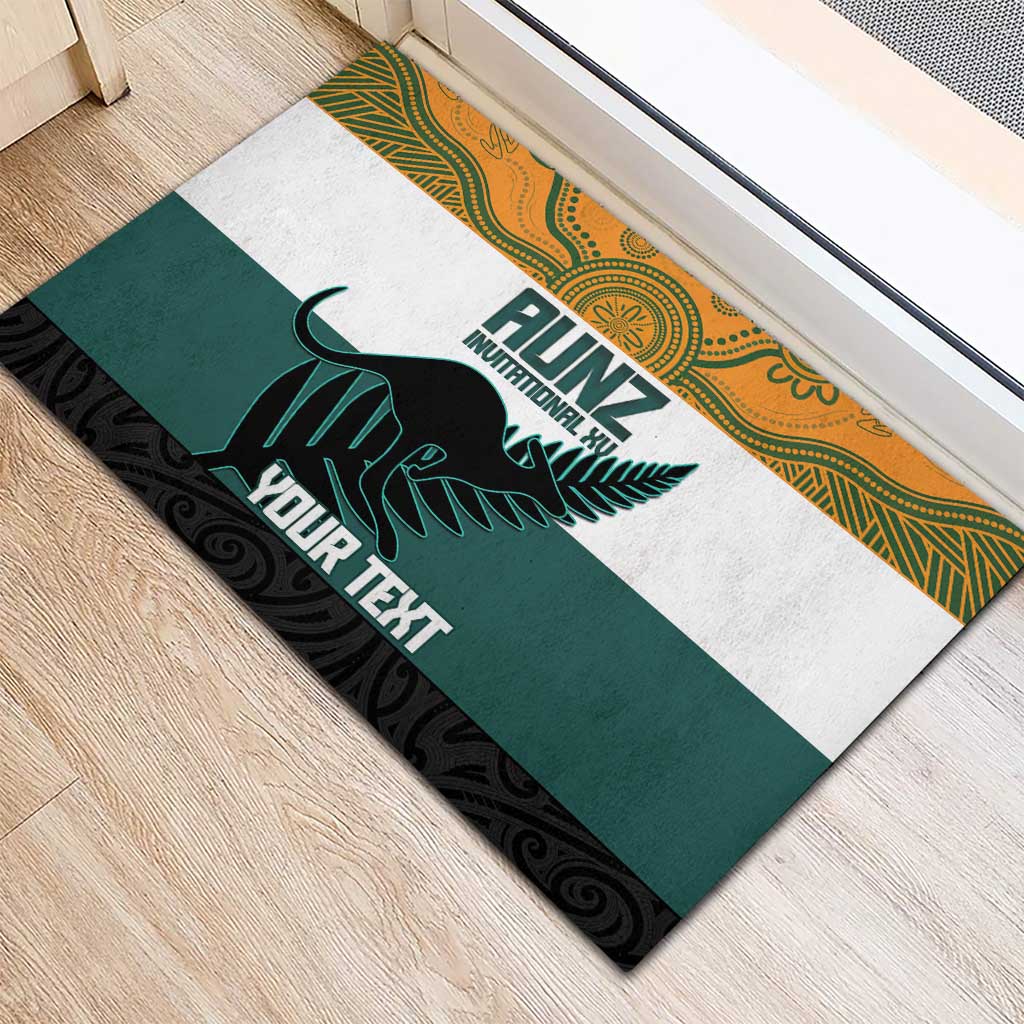 AUNZ Rugby Custom Rubber Doormat Australia Kangaroo New Zealand Silver Fern - Aussie Hoodie