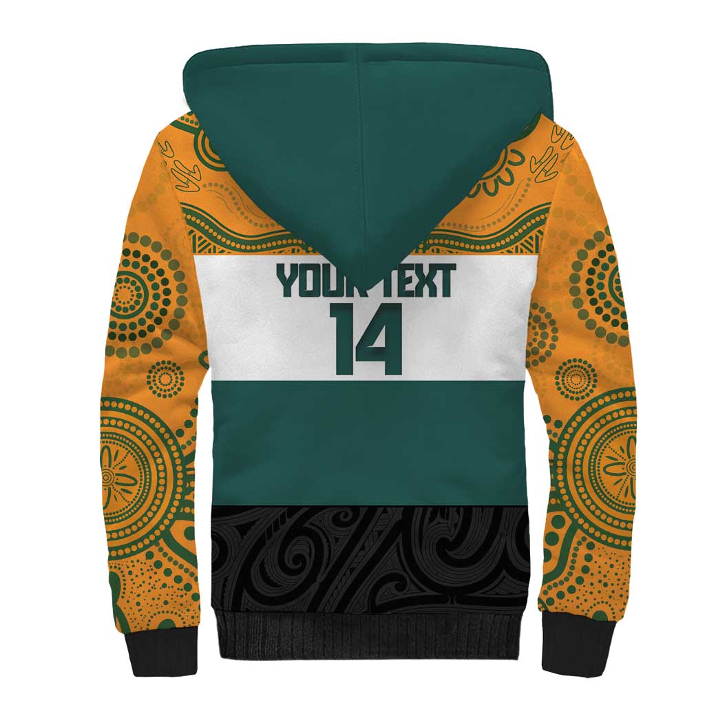 AUNZ Rugby Custom Sherpa Hoodie Australia Kangaroo New Zealand Silver Fern - Aussie Hoodie