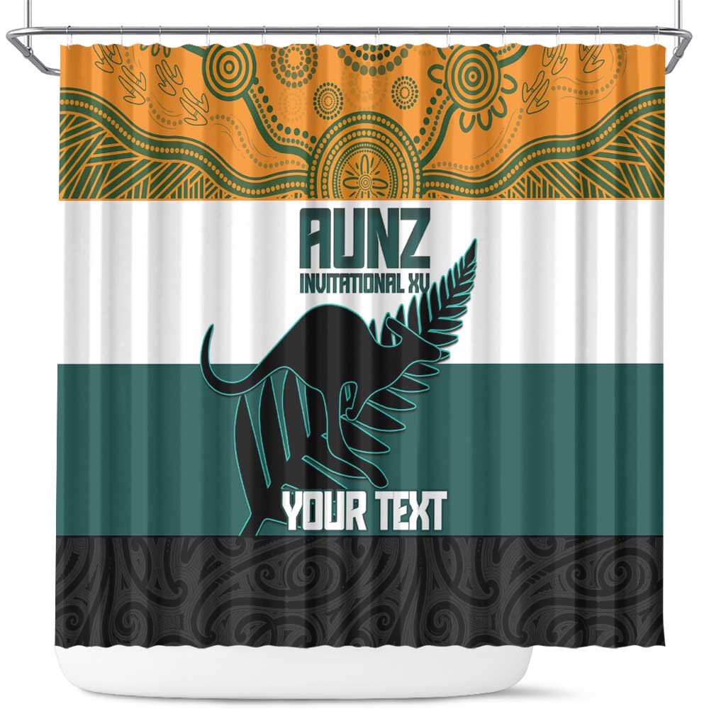 AUNZ Rugby Custom Shower Curtain Australia Kangaroo New Zealand Silver Fern - Aussie Hoodie