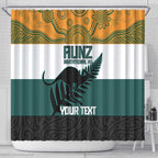 AUNZ Rugby Custom Shower Curtain Australia Kangaroo New Zealand Silver Fern - Aussie Hoodie