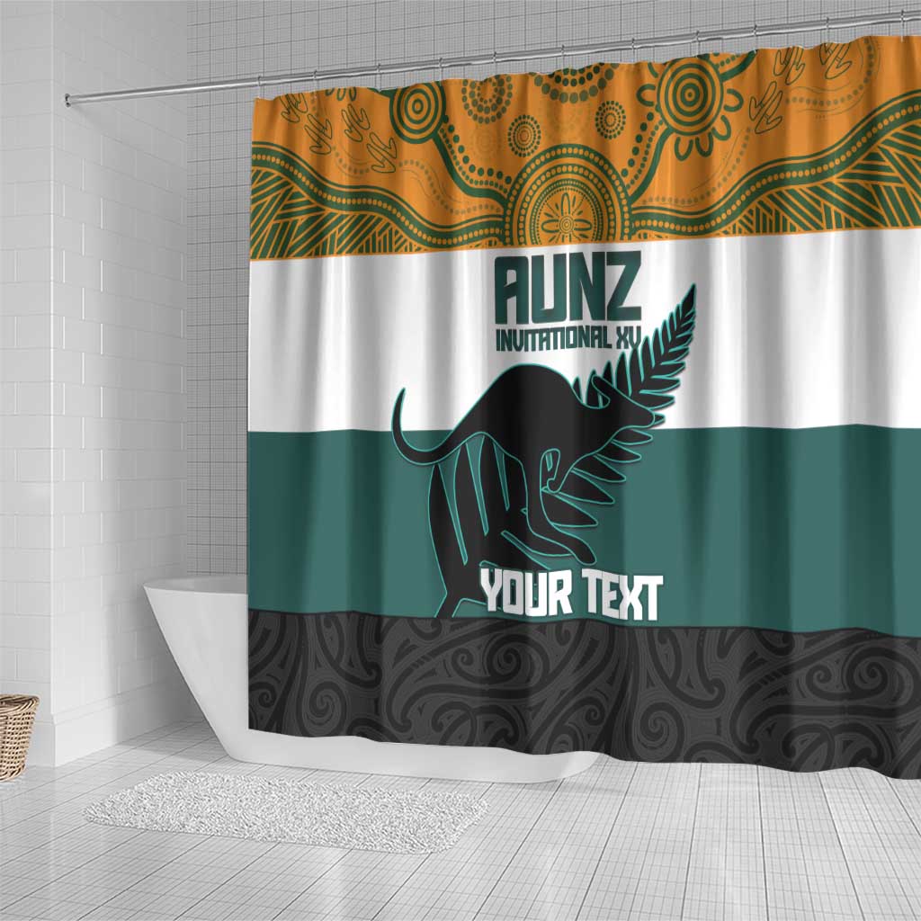 AUNZ Rugby Custom Shower Curtain Australia Kangaroo New Zealand Silver Fern - Aussie Hoodie