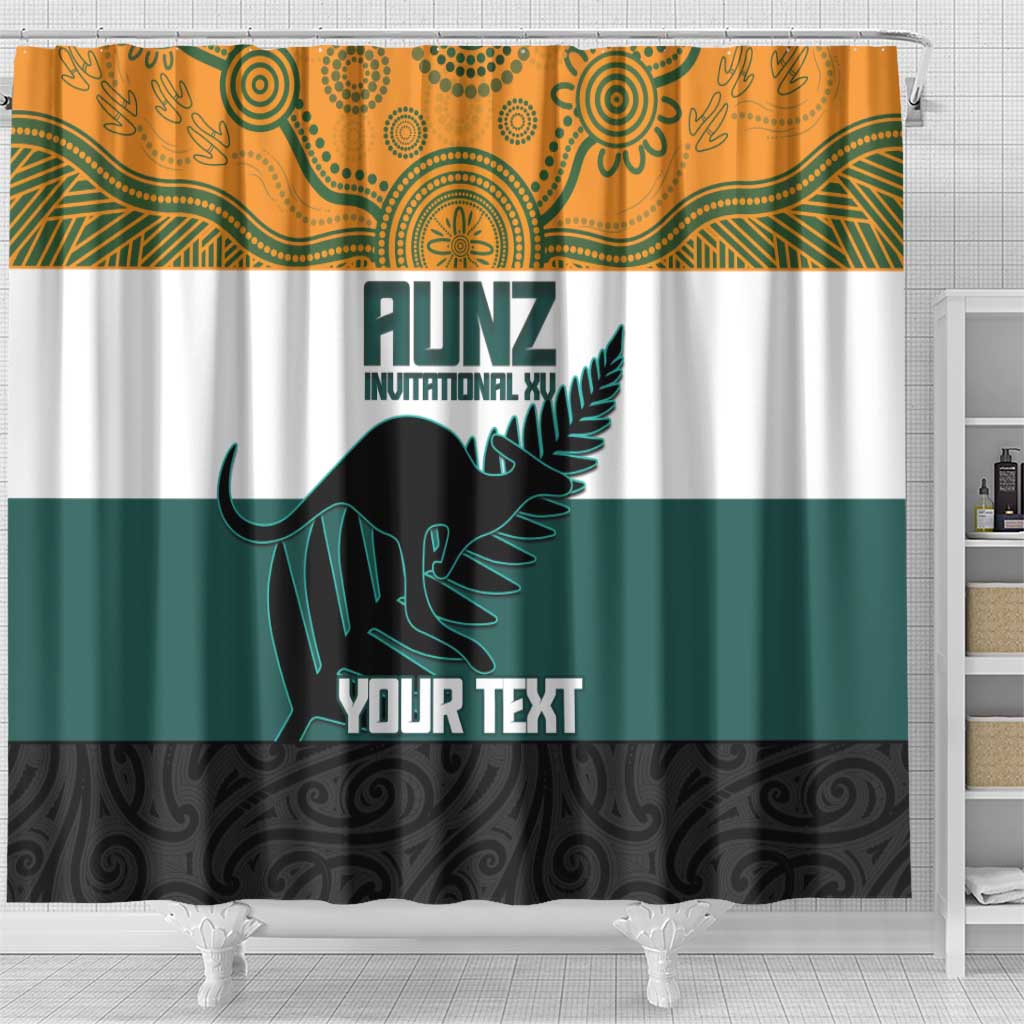 AUNZ Rugby Custom Shower Curtain Australia Kangaroo New Zealand Silver Fern - Aussie Hoodie