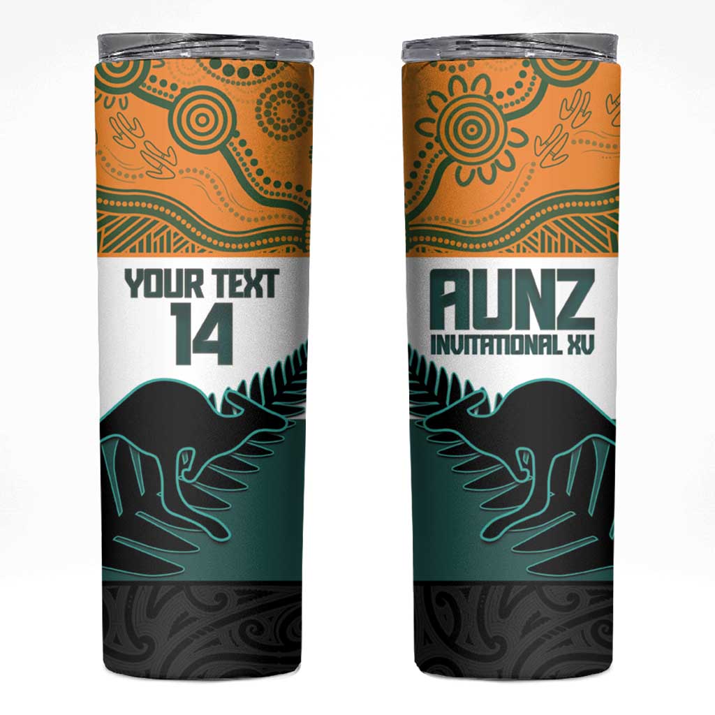 AUNZ Rugby Custom Skinny Tumbler Australia Kangaroo New Zealand Silver Fern - Aussie Hoodie
