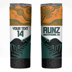 AUNZ Rugby Custom Skinny Tumbler Australia Kangaroo New Zealand Silver Fern - Aussie Hoodie