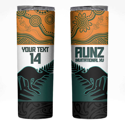 AUNZ Rugby Custom Skinny Tumbler Australia Kangaroo New Zealand Silver Fern - Aussie Hoodie