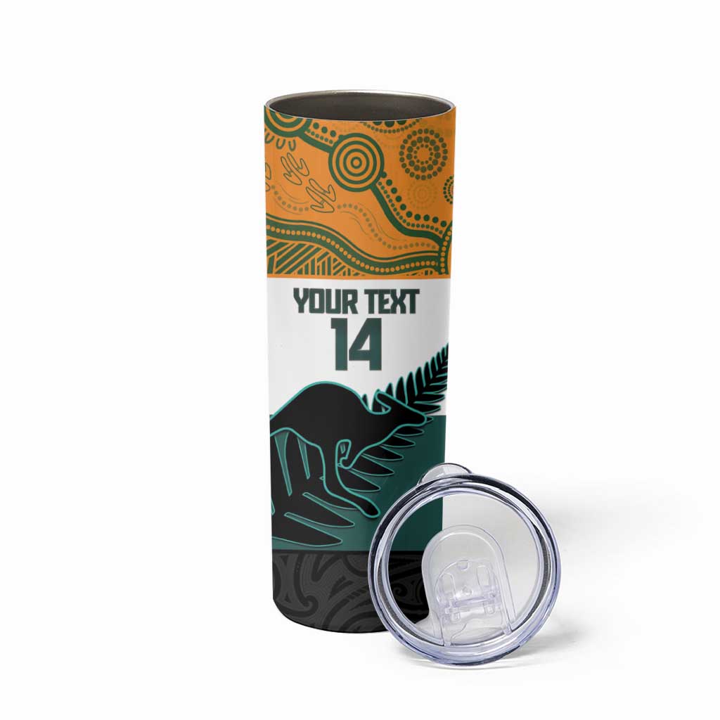 AUNZ Rugby Custom Skinny Tumbler Australia Kangaroo New Zealand Silver Fern - Aussie Hoodie