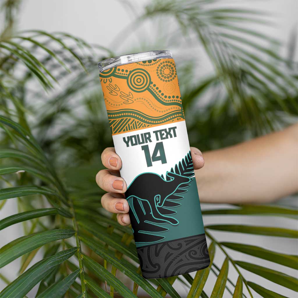AUNZ Rugby Custom Skinny Tumbler Australia Kangaroo New Zealand Silver Fern - Aussie Hoodie