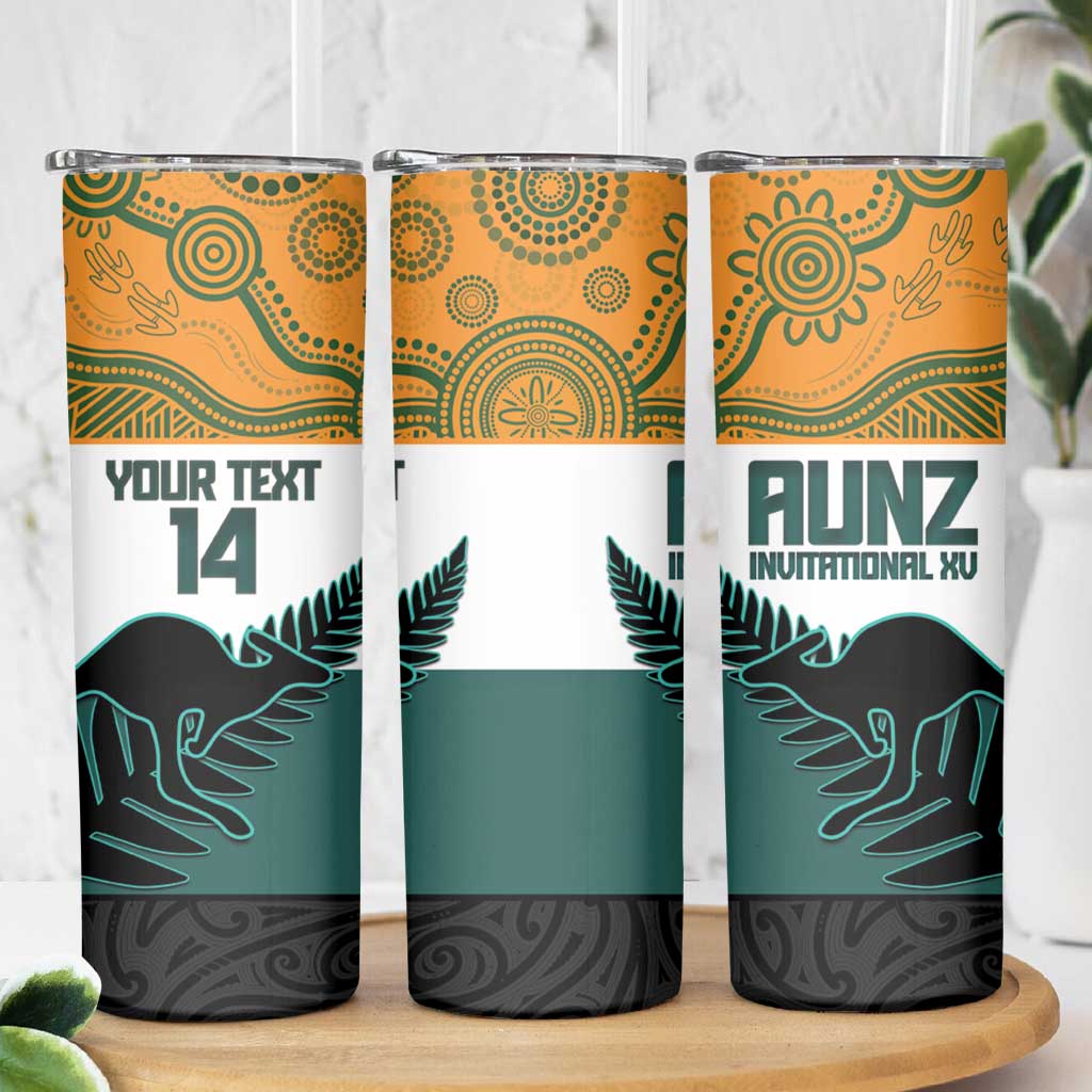 AUNZ Rugby Custom Skinny Tumbler Australia Kangaroo New Zealand Silver Fern - Aussie Hoodie