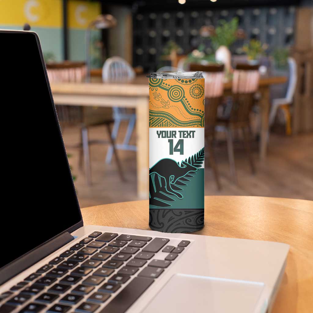 AUNZ Rugby Custom Skinny Tumbler Australia Kangaroo New Zealand Silver Fern - Aussie Hoodie