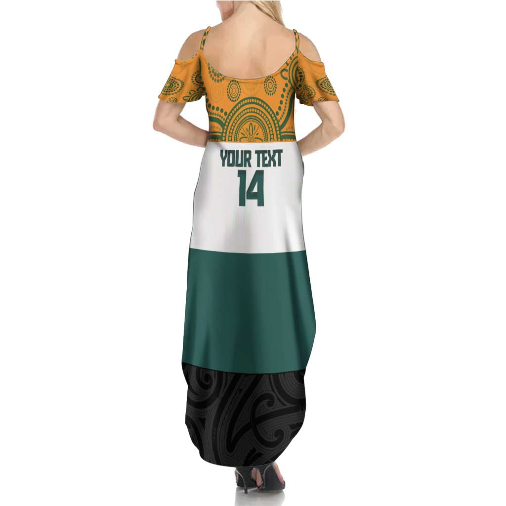 AUNZ Rugby Custom Summer Maxi Dress Australia Kangaroo New Zealand Silver Fern - Aussie Hoodie