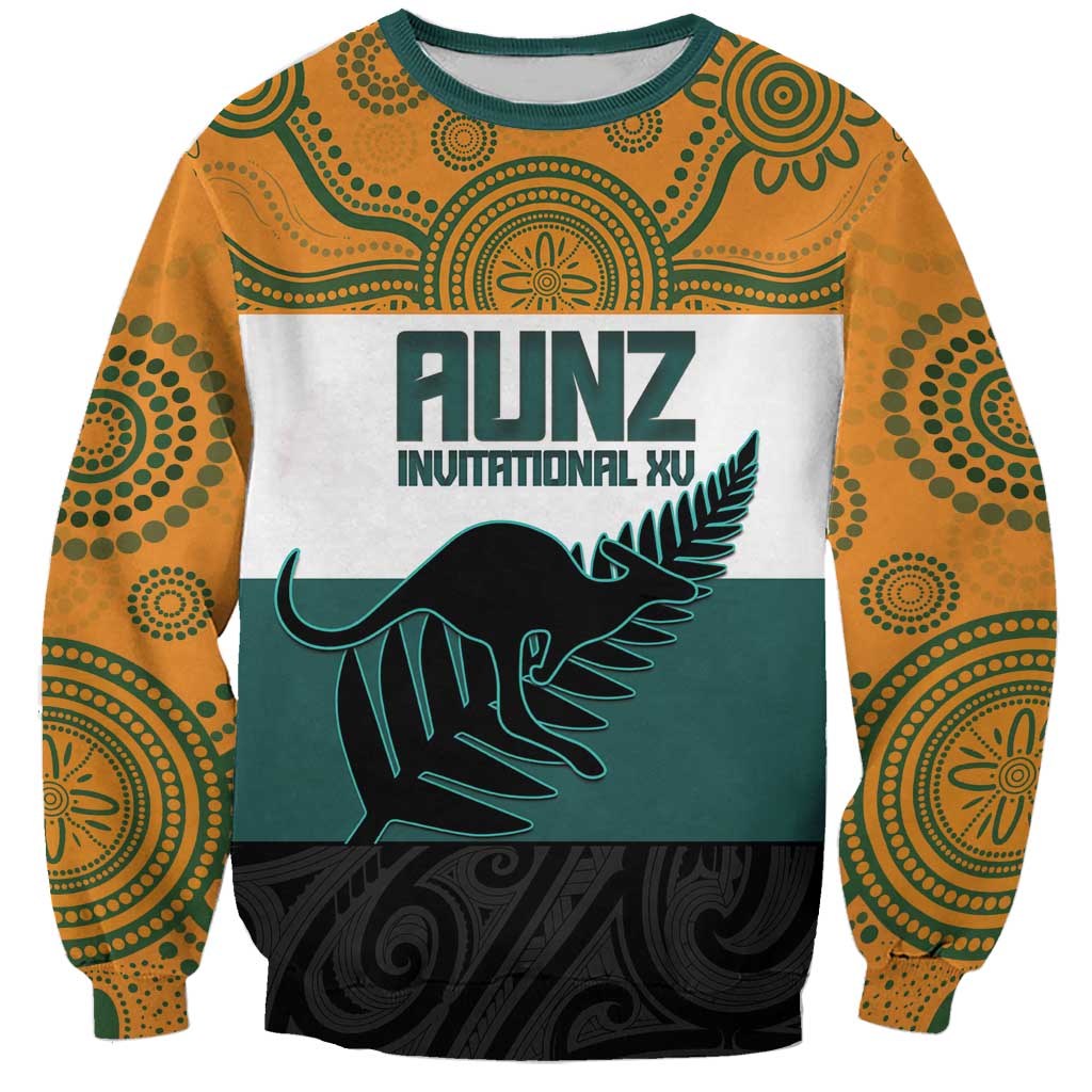 AUNZ Rugby Custom Sweatshirt Australia Kangaroo New Zealand Silver Fern - Aussie Hoodie