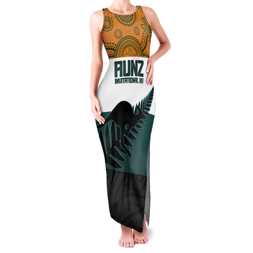 AUNZ Rugby Custom Tank Maxi Dress Australia Kangaroo New Zealand Silver Fern - Aussie Hoodie