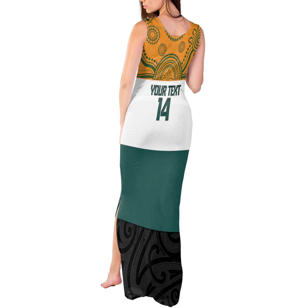 AUNZ Rugby Custom Tank Maxi Dress Australia Kangaroo New Zealand Silver Fern - Aussie Hoodie