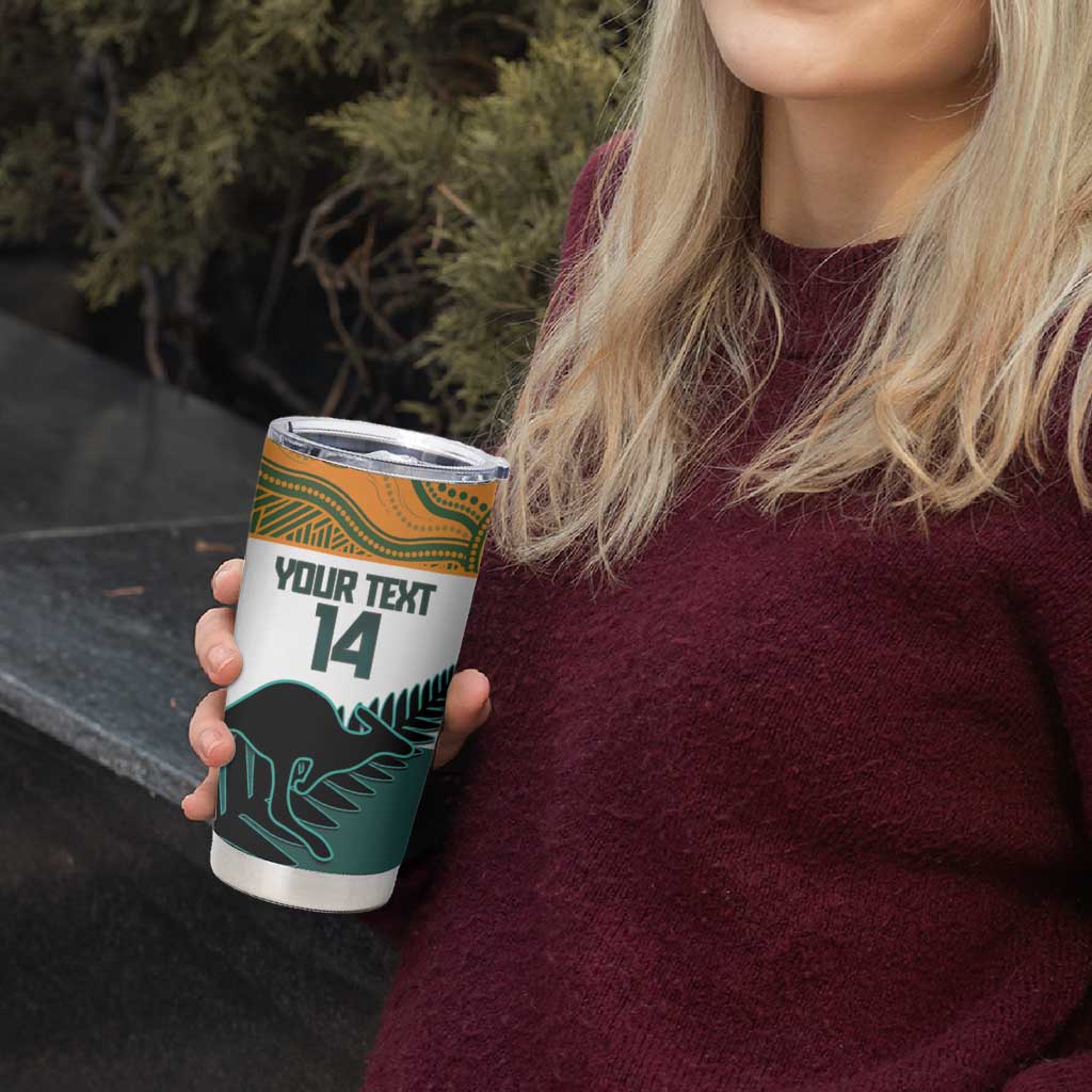 AUNZ Rugby Custom Tumbler Cup Australia Kangaroo New Zealand Silver Fern - Aussie Hoodie
