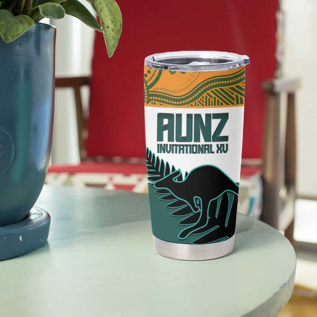 AUNZ Rugby Custom Tumbler Cup Australia Kangaroo New Zealand Silver Fern - Aussie Hoodie