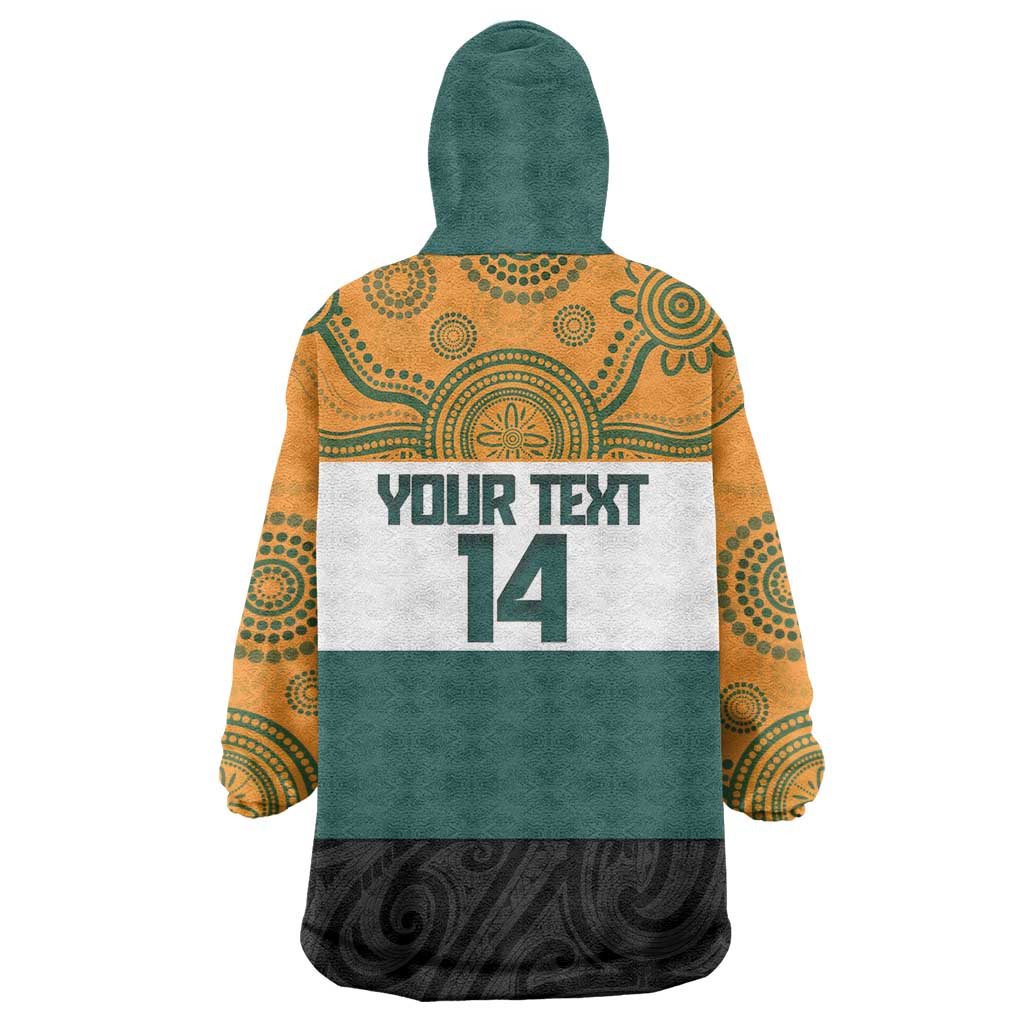 AUNZ Rugby Custom Wearable Blanket Hoodie Australia Kangaroo New Zealand Silver Fern - Aussie Hoodie