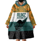 AUNZ Rugby Custom Wearable Blanket Hoodie Australia Kangaroo New Zealand Silver Fern - Aussie Hoodie