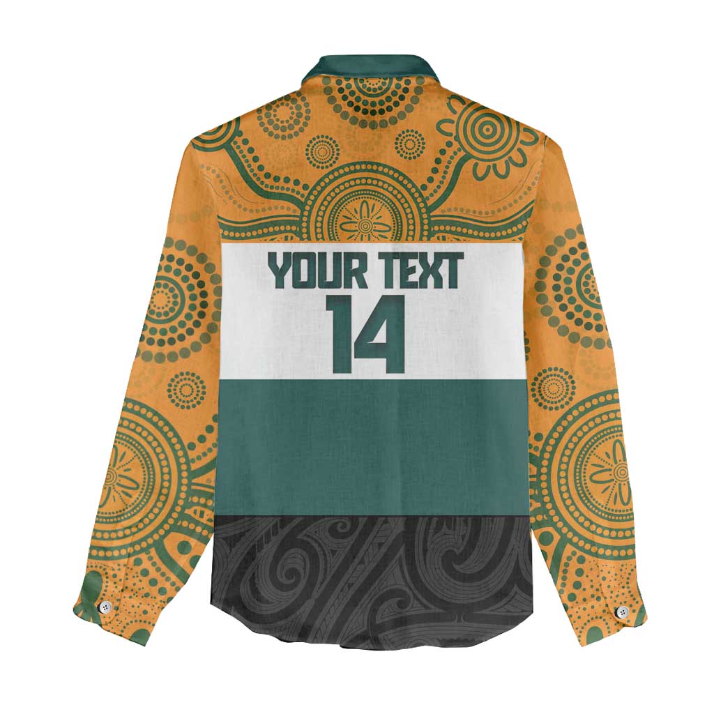 AUNZ Rugby Custom Women Casual Shirt Australia Kangaroo New Zealand Silver Fern - Aussie Hoodie